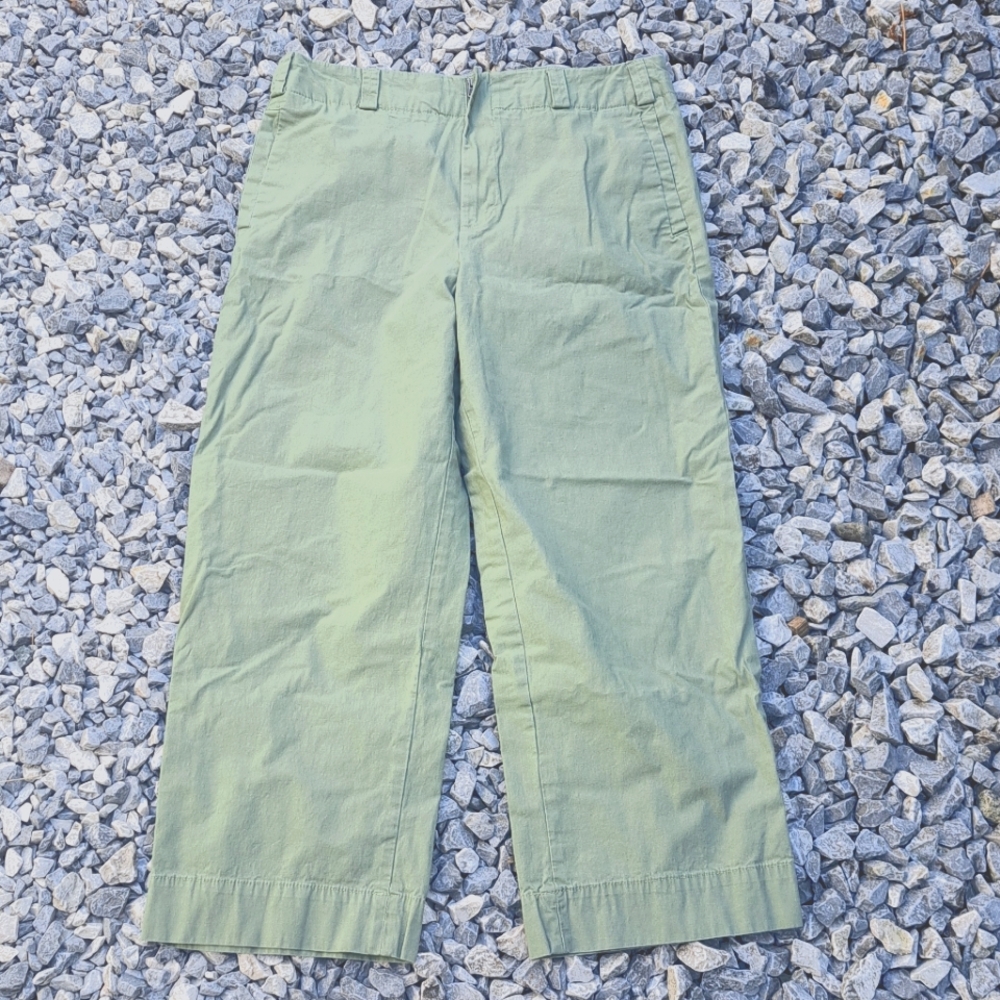 Pistachio green wide leg cotton pants